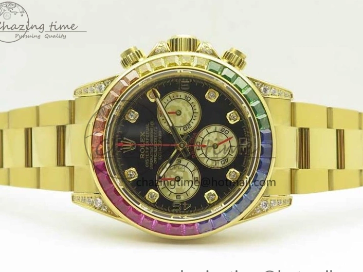 Edition Crystal Best BLF Bracelet on Black Dial YG YG Rainbow Daytona A4130 116589RBOW 0316